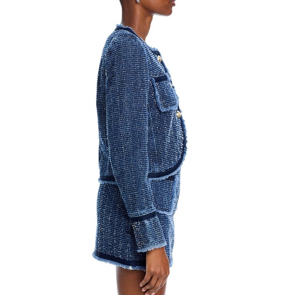 Women's Blue denim Tweed Jacket by Cinq a sept.  Size 12. Excellent condition - Picture 3 of 6